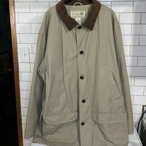 Vintage QUALITY L.L. Bean Cotton Lined Chore Jacket Coat Tan  Sz XXL Tall